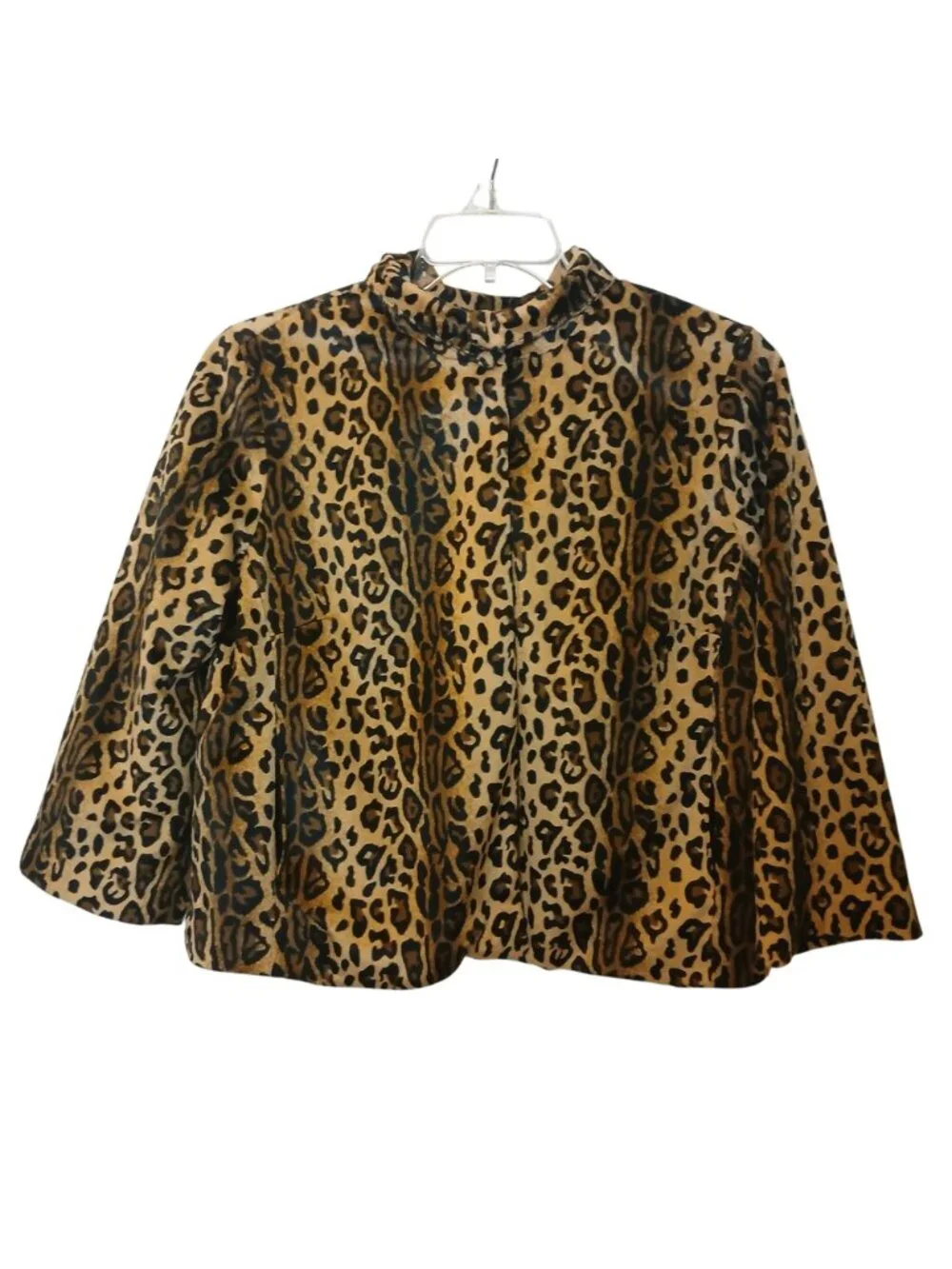 VTG Jaclyn Smith Leopard Print Jacket M Polyester Lined 3 Snap Open Front #L-51 - Picture 8 of 9